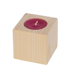 Candel holder in pin wood (cube) - 6x6x6cm