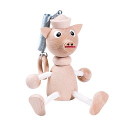 Puppet to suspend in natural wood "Pig"